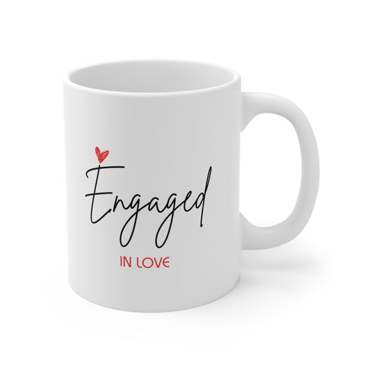 "Engaged in Love" Ceramic Coffee Cups, 11oz.