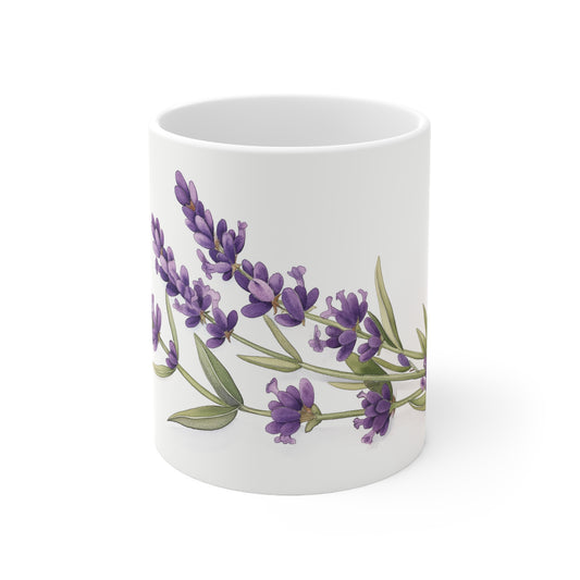Lavender Flower Ceramic Coffee Cups, 11oz.