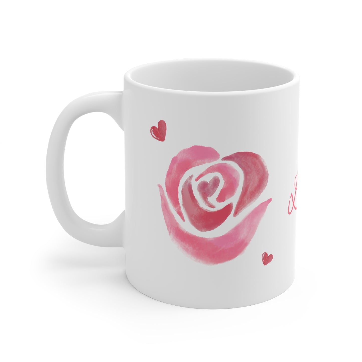Roses and Hearts Ceramic Coffee Cup, 11oz.