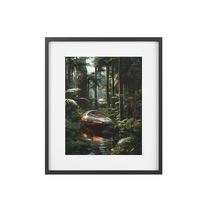 Sci-fi cinematic framed rectangular Wall art posters, Spaceship in Tropical Forest Artwork 3
