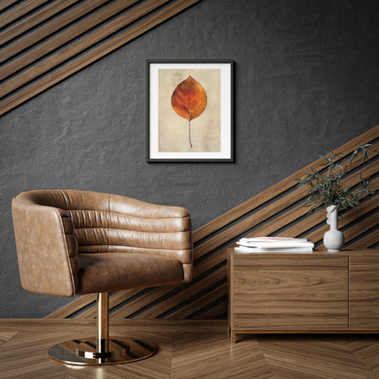 Framed Wall Art, Autumn orange Leaf, Minimalistic Art