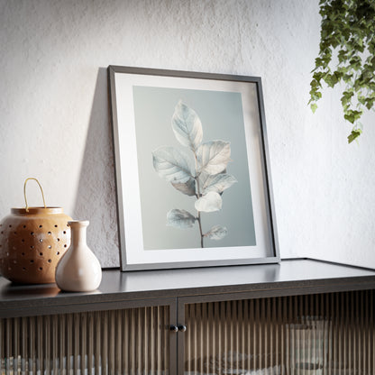 Framed Wall Art, Abstract White Plant, Minimalistic Art