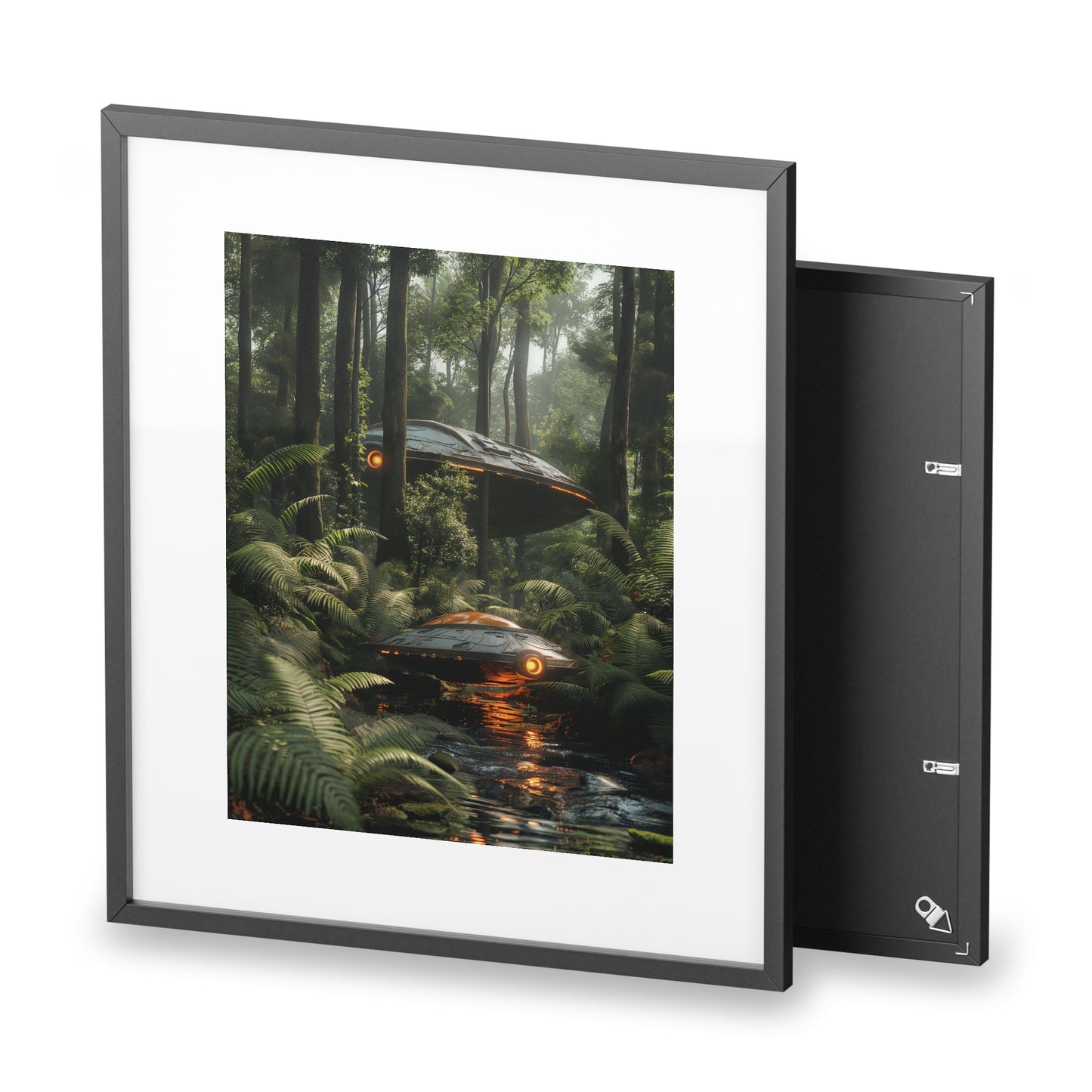 Sci-fi cinematic framed rectangular Wall art posters, Spaceship in Tropical Forest Artwork 2
