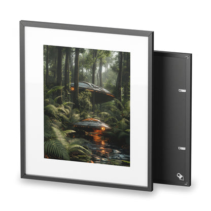 Sci-fi cinematic framed rectangular Wall art posters, Spaceship in Tropical Forest Artwork 2