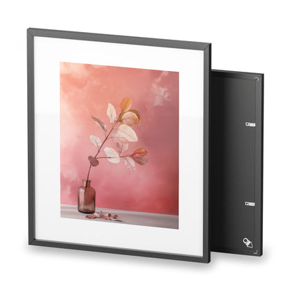 Framed Wall Art, Abstract Pink Plant, Minimalistic Art