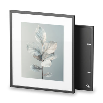 Framed Wall Art, Abstract White Plant, Minimalistic Art