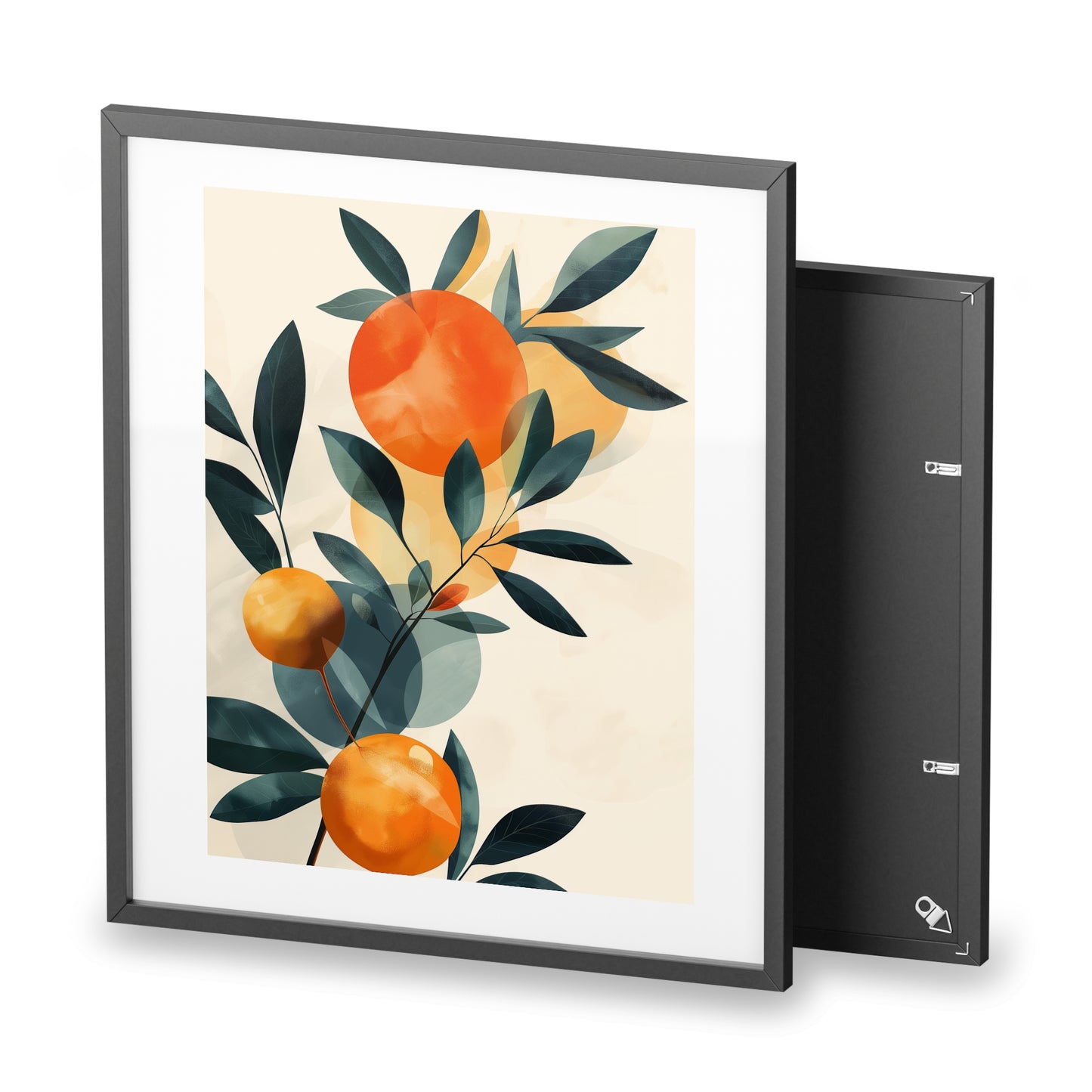 Framed Wall Art, Abstract Orange Plant, Minimalistic Art