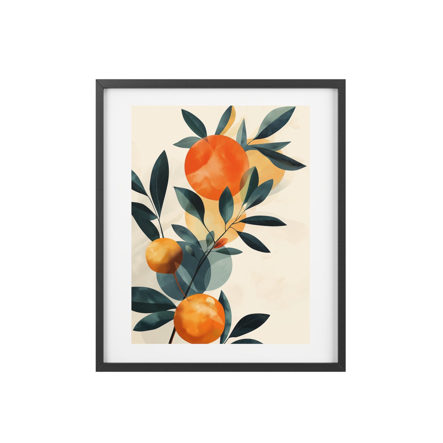 Framed Wall Art, Abstract Orange Plant, Minimalistic Art