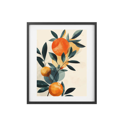 Framed Wall Art, Abstract Orange Plant, Minimalistic Art
