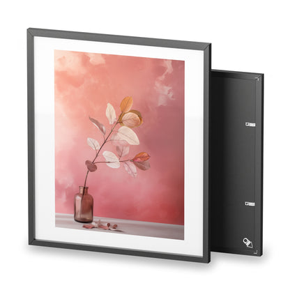 Framed Wall Art, Abstract Pink Plant, Minimalistic Art