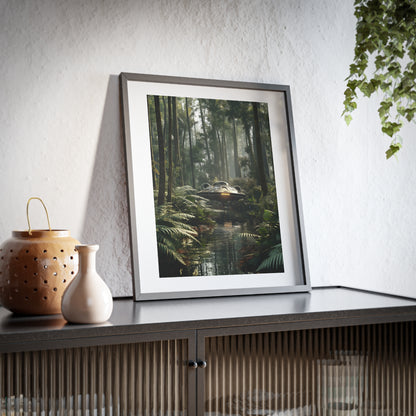 Sci-fi cinematic framed rectangular Wall art posters, Spaceship in Tropical Forest Artwork 1