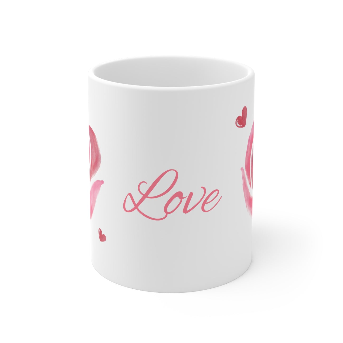Roses and Hearts Ceramic Coffee Cup, 11oz.