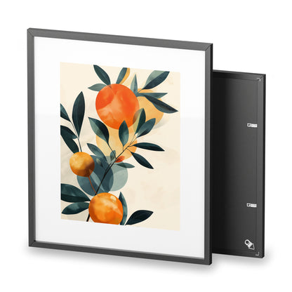 Framed Wall Art, Abstract Orange Plant, Minimalistic Art