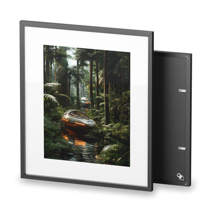 Sci-fi cinematic framed rectangular Wall art posters, Spaceship in Tropical Forest Artwork 3