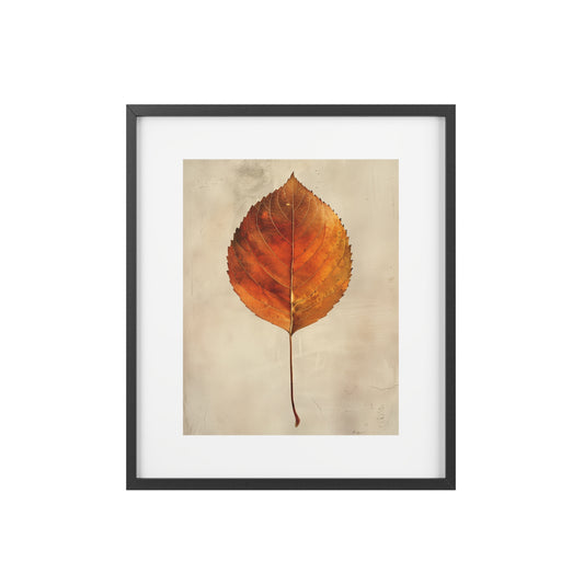 Framed Wall Art, Autumn orange Leaf, Minimalistic Art