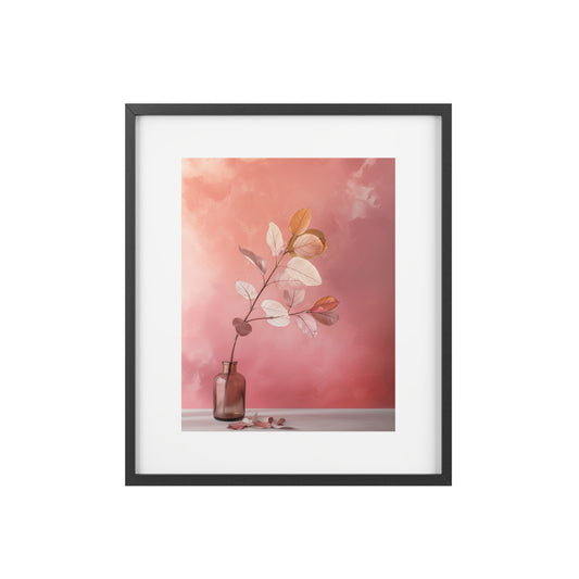 Framed Wall Art, Abstract Pink Plant, Minimalistic Art