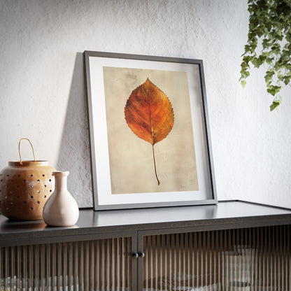 Framed Wall Art, Autumn orange Leaf, Minimalistic Art