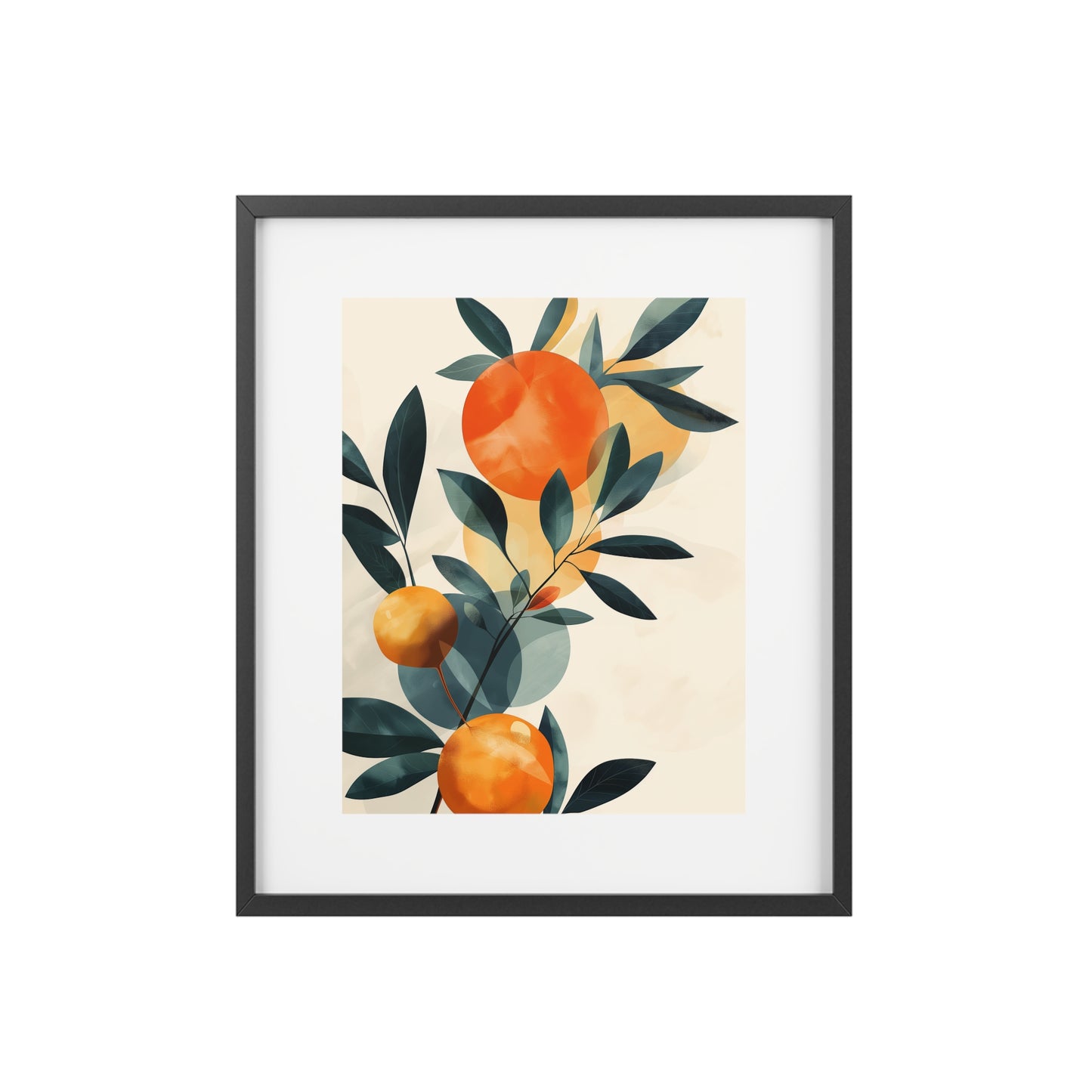 Framed Wall Art, Abstract Orange Plant, Minimalistic Art
