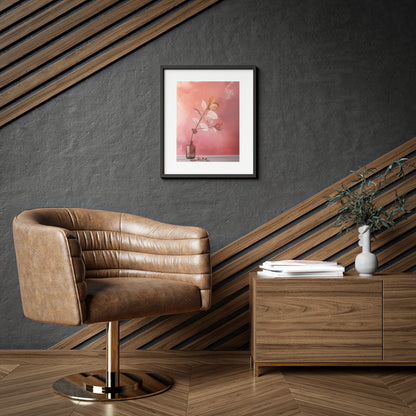 Framed Wall Art, Abstract Pink Plant, Minimalistic Art