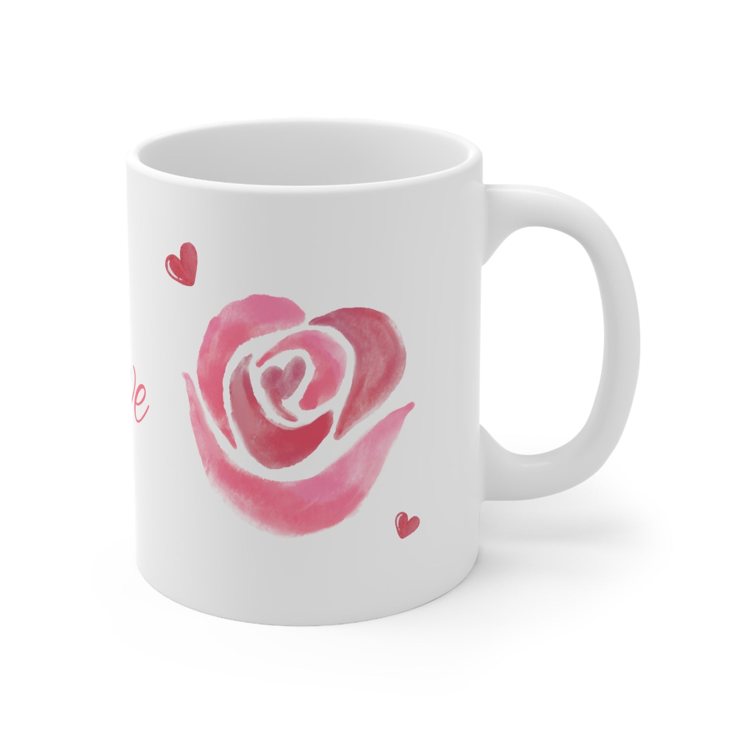 Roses and Hearts Ceramic Coffee Cup, 11oz.
