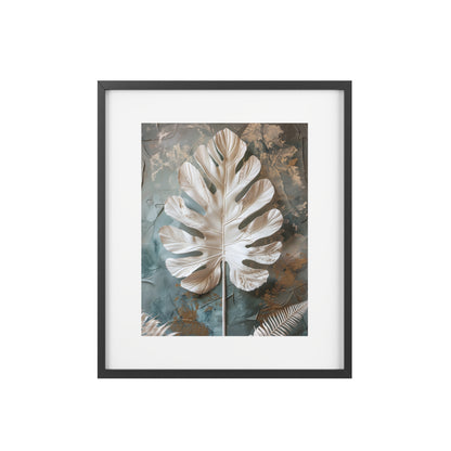 Framed Wall Art, Abstract White Leaf, Minimalistic Art