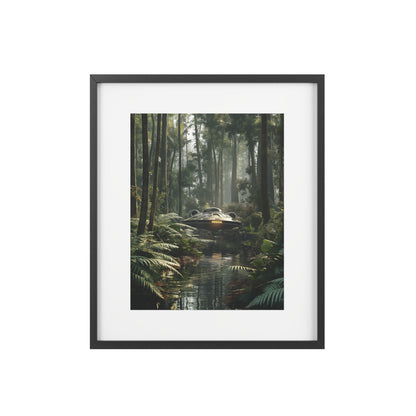Sci-fi cinematic framed rectangular Wall art posters, Spaceship in Tropical Forest Artwork 1