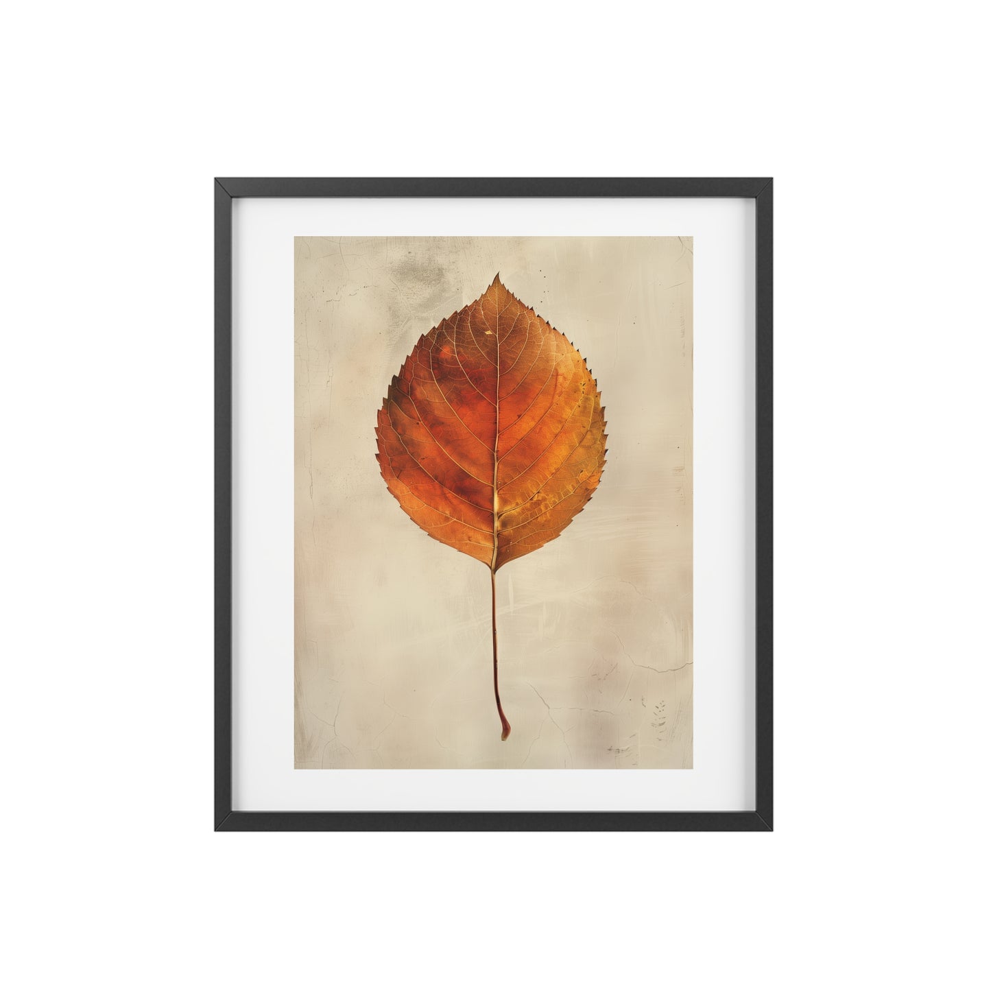 Framed Wall Art, Autumn orange Leaf, Minimalistic Art