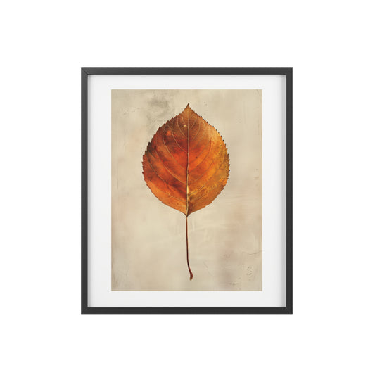 Framed Wall Art, Autumn orange Leaf, Minimalistic Art