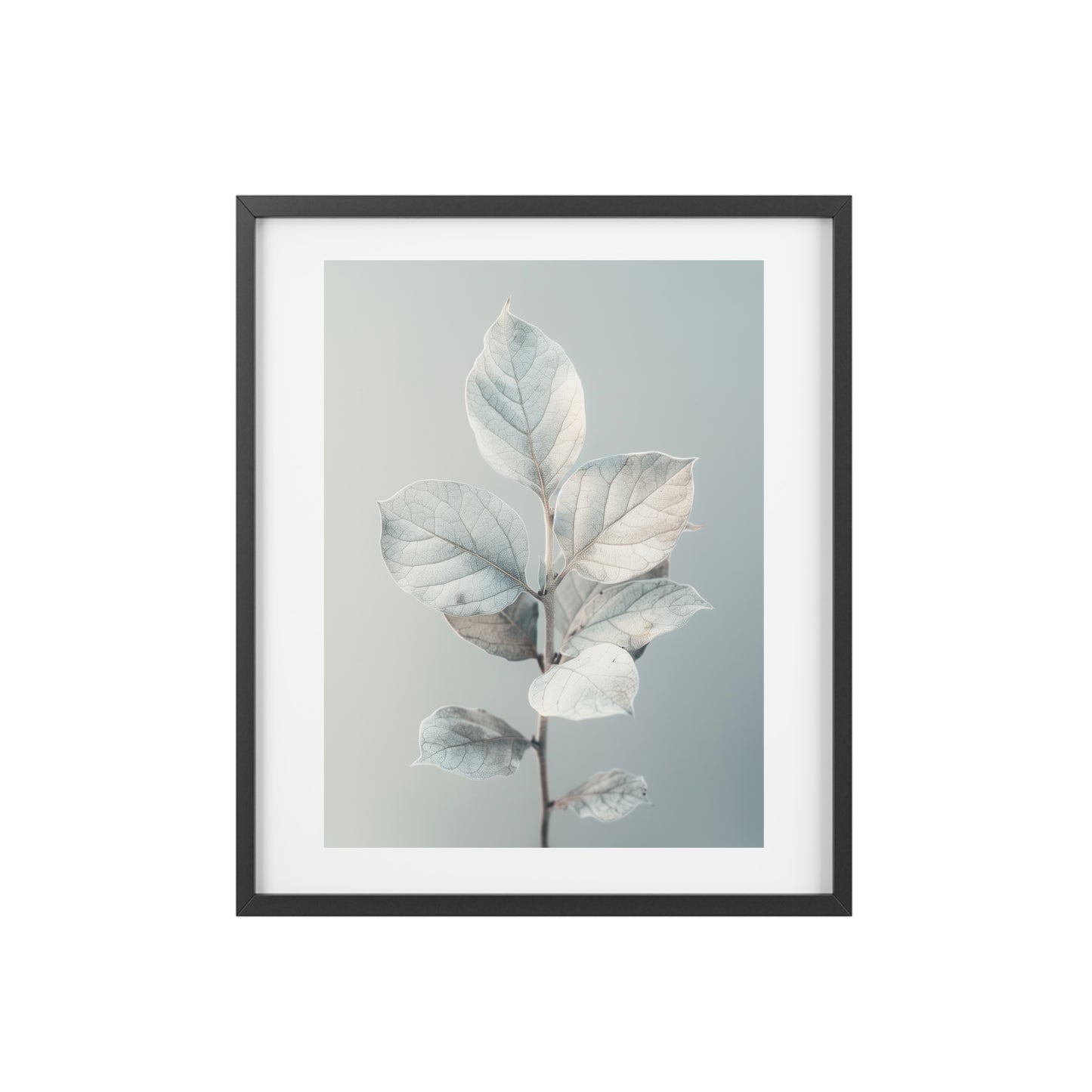 Framed Wall Art, Abstract White Plant, Minimalistic Art