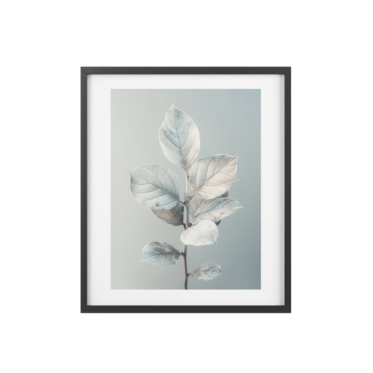 Framed Wall Art, Abstract White Plant, Minimalistic Art