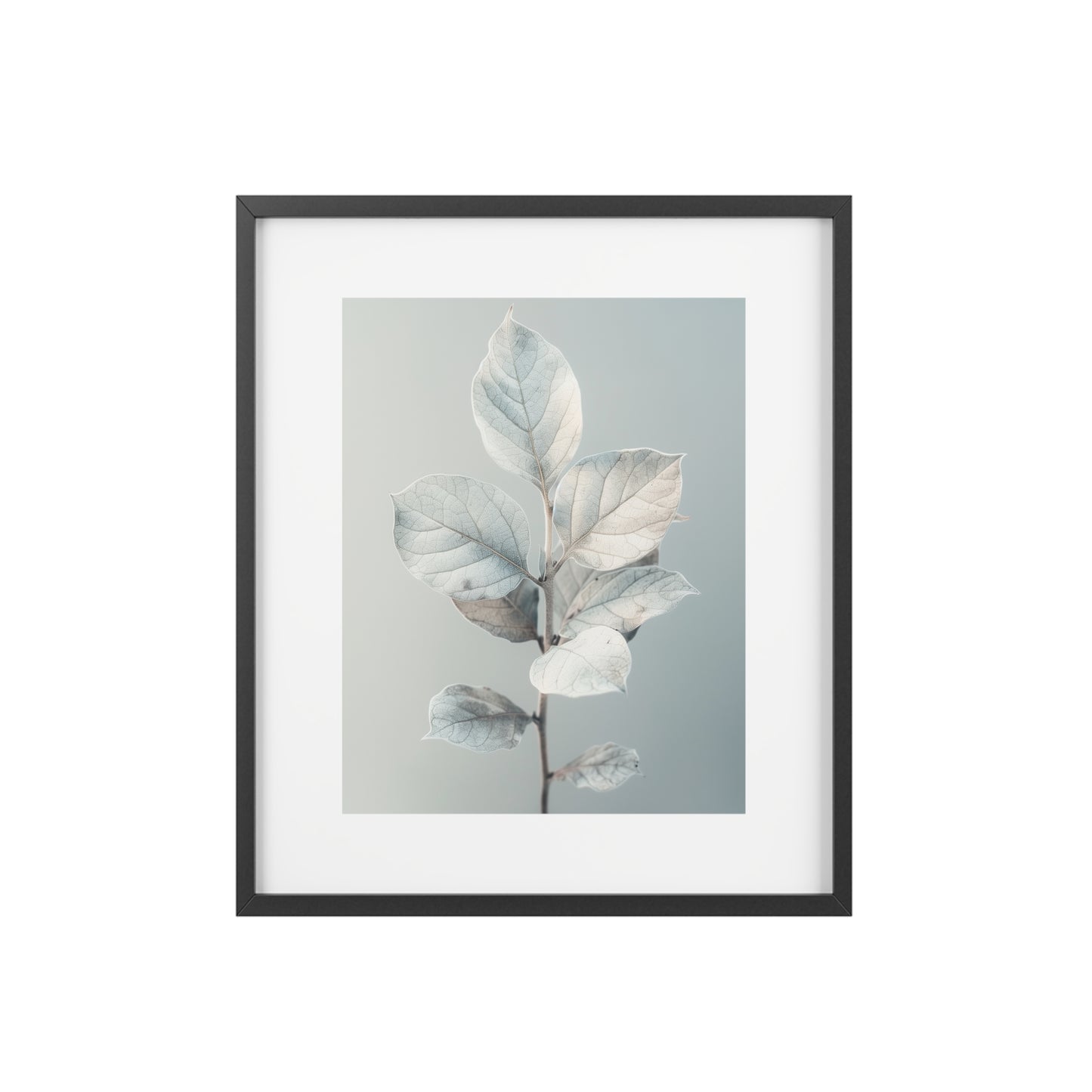Framed Wall Art, Abstract White Plant, Minimalistic Art