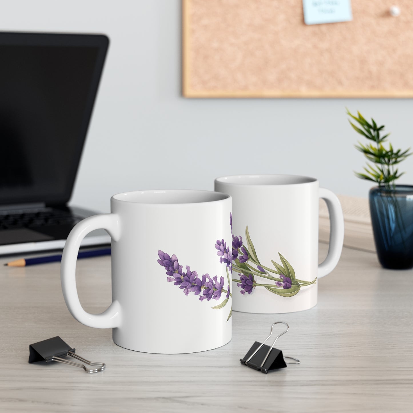 Lavender Flower Ceramic Coffee Cups, 11oz.