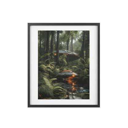 Sci-fi cinematic framed rectangular Wall art posters, Spaceship in Tropical Forest Artwork 2